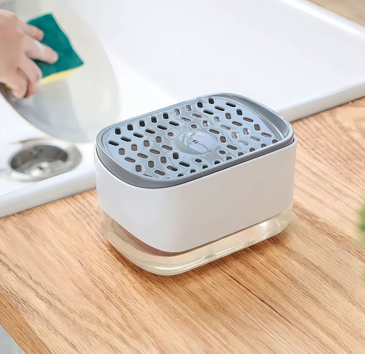 Porta esponja con dispenser de detergente